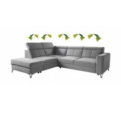 Elbrus kampinė sofa su pufu ir dviem patalynės dėžėmis